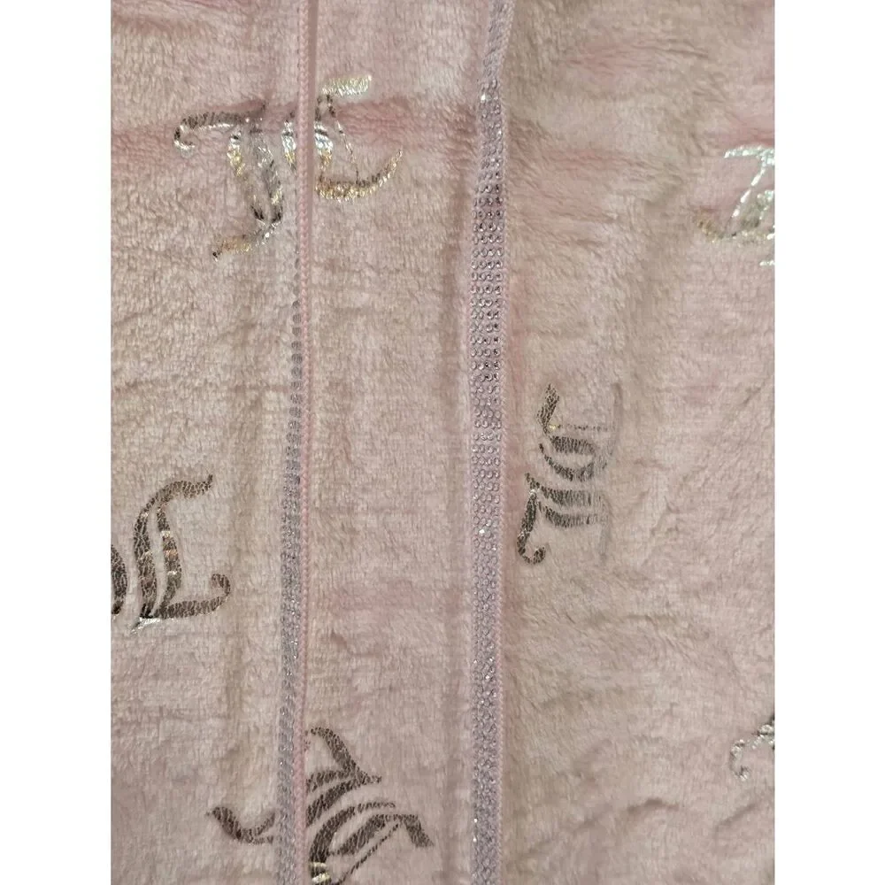 Juicy Couture 2-PC Silver Foil Logo Velour Hoodie &‎ Pant PJ Set